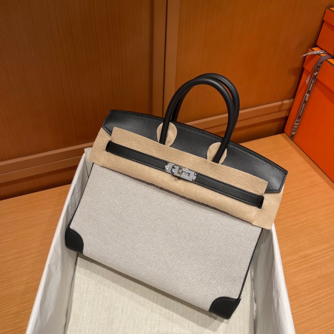 에르메스 버킨백30 톨리 블랙 은장 캔버스 스위프트